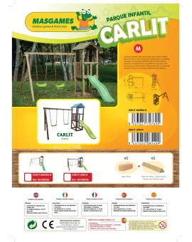 Parc infantil Masgames CARLIT M sostre de fusta amb gronxador doble