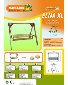 Balancí de jardí MASGAMES ELNA XL amb sostre de lona