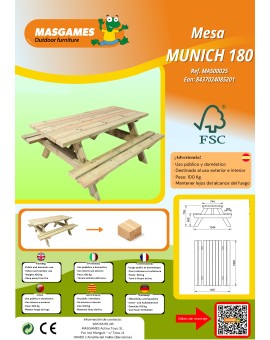 Taula de pícnic MASGAMES MUNIC 180