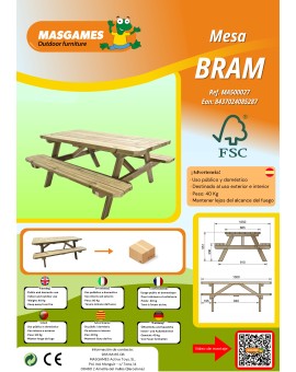 Taula de pícnic infantil MASGAMES BRAM