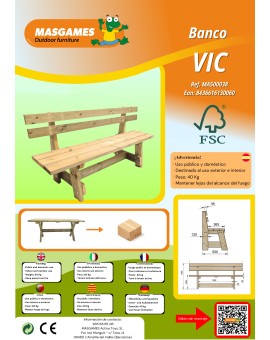 Banc de fusta amb respatller MASGAMES VIC