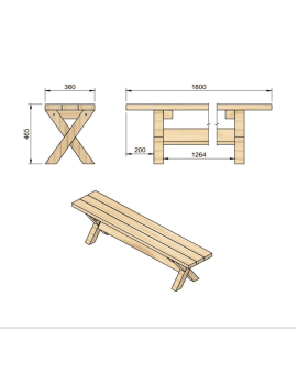 Banc de fusta MASGAMES XERTA 180 cm