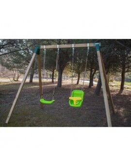 Gronxador doble de fusta quadrada Masgames KARAI JUNIOR XL + seient nadó