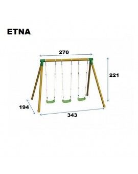 Gronxador triple de fusta rodona Masgames ETNA XL + seient nadó