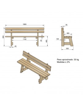 Banc de fusta amb respatller MASGAMES VIC