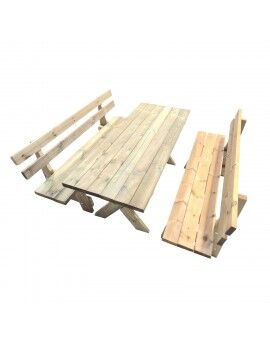 Taula de fusta XERTA amb bancs amb respatller VIC