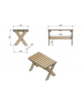 Taula de fusta d'exterior MASGAMES XERTA 120 cm