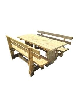 Taula de fusta exterior MASGAMES CALELLA amb bancs amb respatller MASGAMES VIC