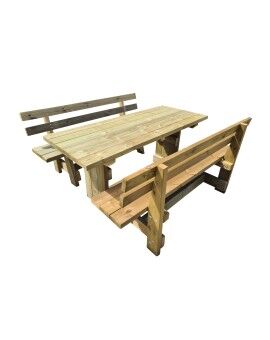 Taula de fusta exterior MASGAMES CALELLA amb bancs amb respatller MASGAMES VIC