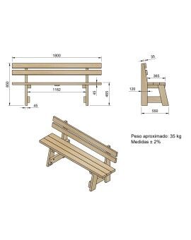 Taula de fusta exterior MASGAMES CALELLA amb bancs amb respatller MASGAMES VIC