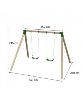 Gronxador doble de fusta quadrada Masgames KARAI DELUXE Adults (cautxú i cadenes)
